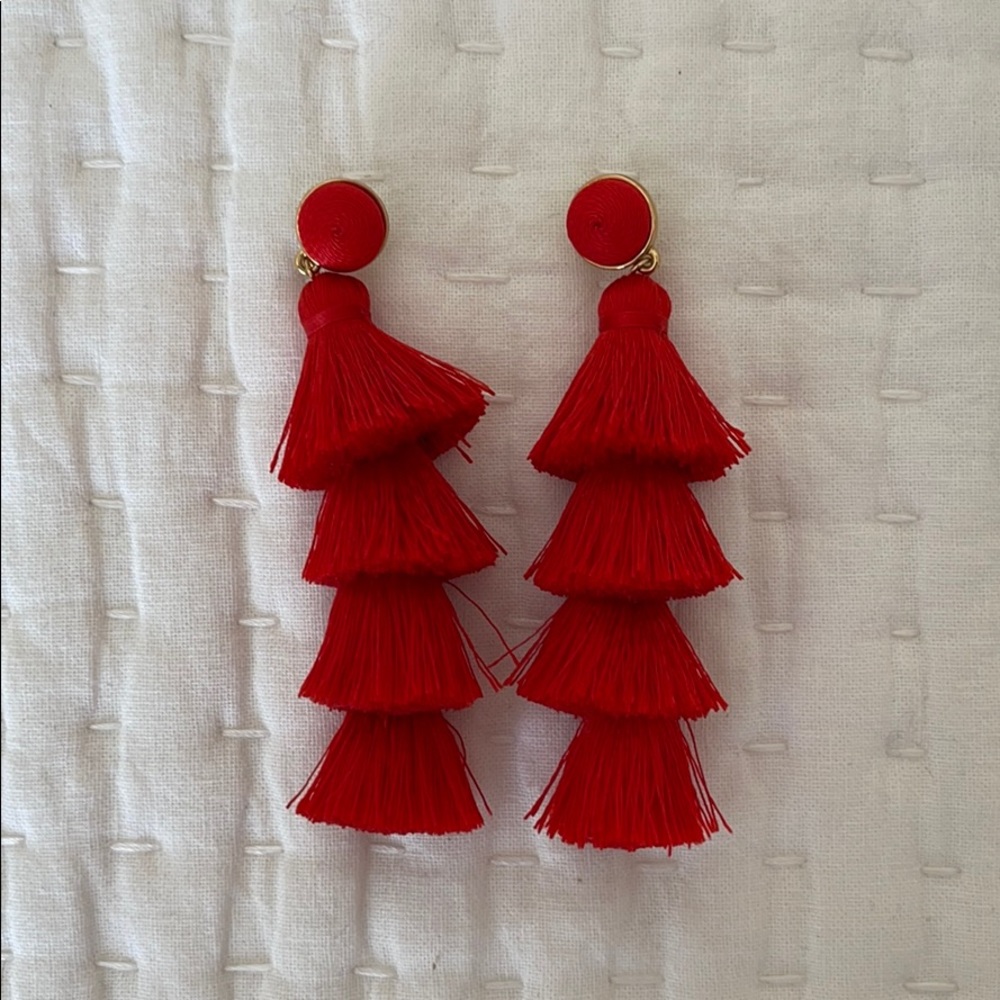 Red tassel earrings